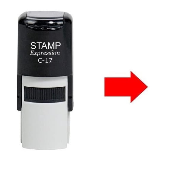 stampexpression - Red Pointing Right Arrow Self Inking Rubber Stamp - Red Ink (W-6386)