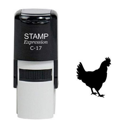 stampexpression - Rooster Chicken Self Inking Rubber Stamp - Black Ink (W-6116)
