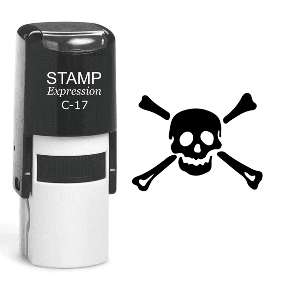stampexpression - Skull And Bones Self Inking Rubber Stamp - Black Ink (A-60583)