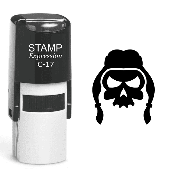 stampexpression - Skull Self Inking Rubber Stamp - Black Ink (A-60417)