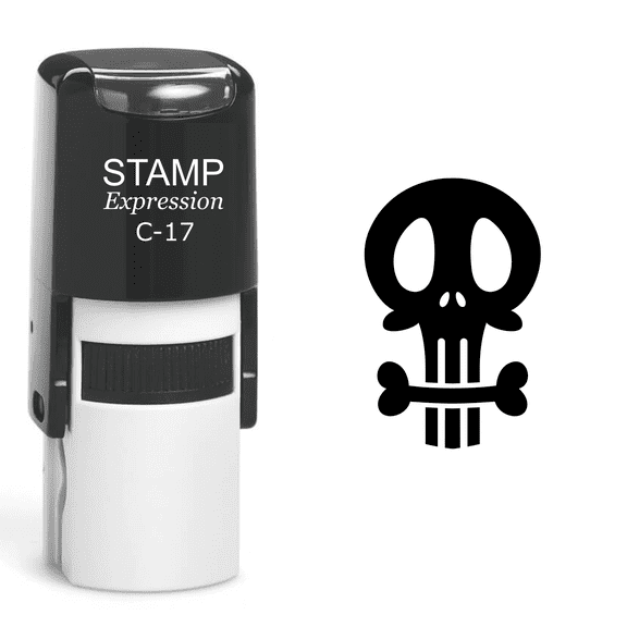 stampexpression - Skull Self Inking Rubber Stamp - Black Ink (A-60435)