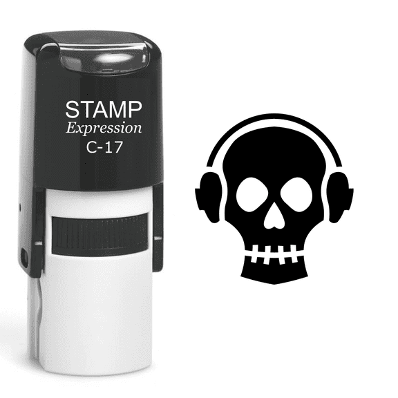 stampexpression - Skull Self Inking Rubber Stamp - Black Ink (A-60444)