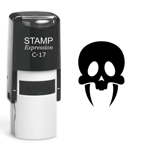 stampexpression - Skull Self Inking Rubber Stamp - Black Ink (A-60452)