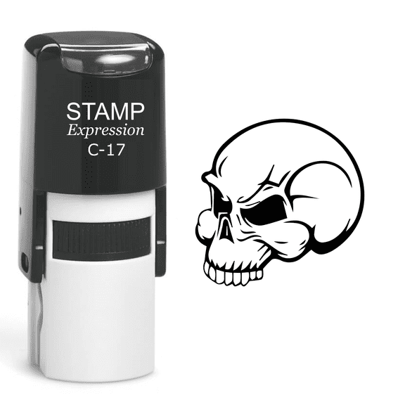 stampexpression - Skull Self Inking Rubber Stamp - Black Ink (A-60470)