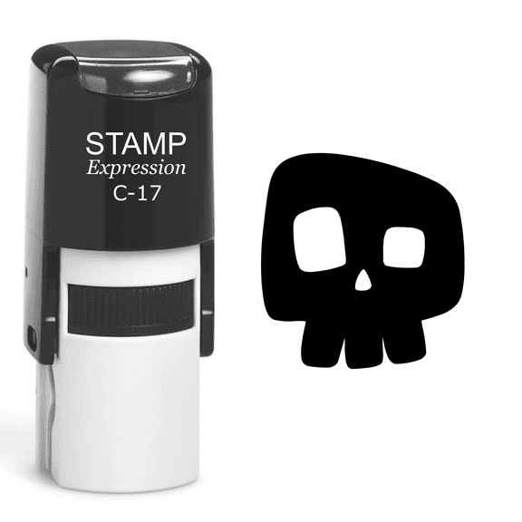 stampexpression - Skull Self Inking Rubber Stamp - Black Ink (A-60473)