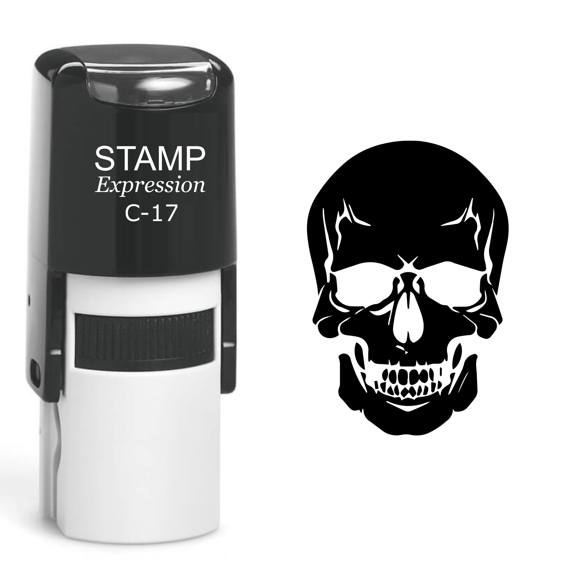 stampexpression - Skull Self Inking Rubber Stamp - Black Ink (A-60484)