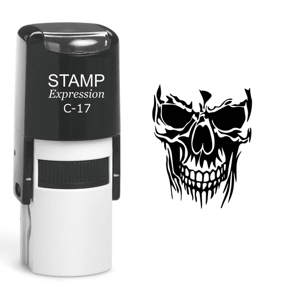 stampexpression - Skull Self Inking Rubber Stamp - Black Ink (A-60500)