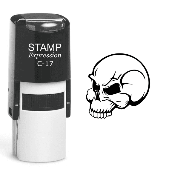 stampexpression - Skull Self Inking Rubber Stamp - Black Ink (A-60507)