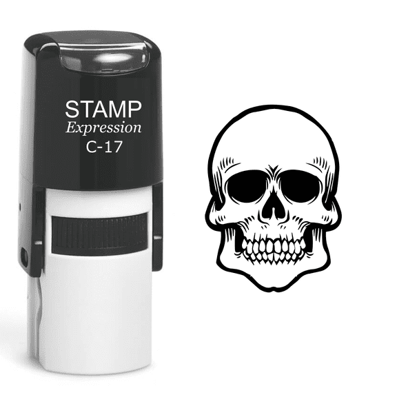 stampexpression - Skull Self Inking Rubber Stamp - Black Ink (A-60512)
