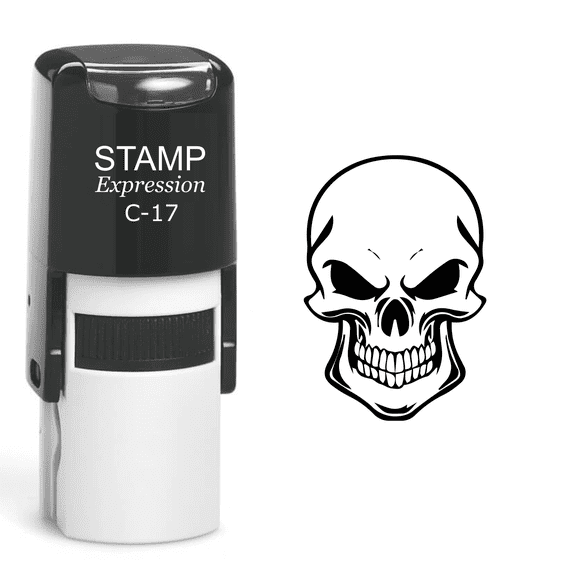 stampexpression - Skull Self Inking Rubber Stamp - Black Ink (A-60514)