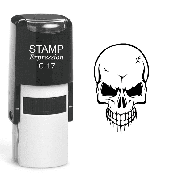 stampexpression - Skull Self Inking Rubber Stamp - Black Ink (A-60515)