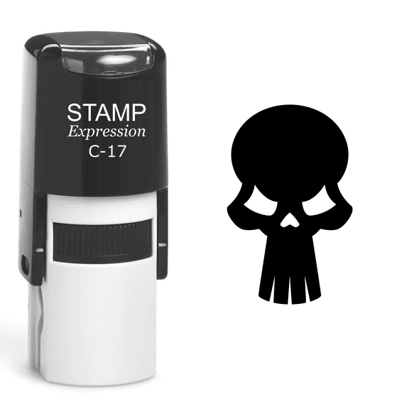 stampexpression - Skull Self Inking Rubber Stamp - Black Ink (A-60518)