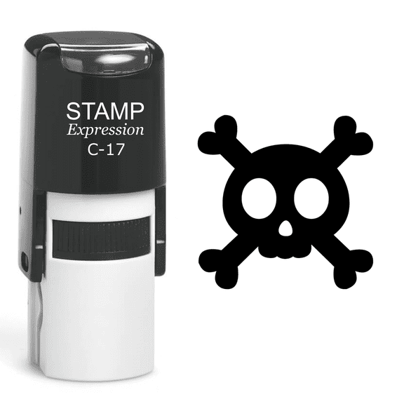 stampexpression - Skull Self Inking Rubber Stamp - Black Ink (A-60531)