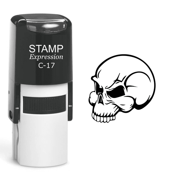 stampexpression - Skull Self Inking Rubber Stamp - Black Ink (A-60571)