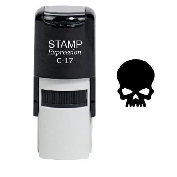 stampexpression - Skull Self Inking Rubber Stamp - Black Ink (W-6025)