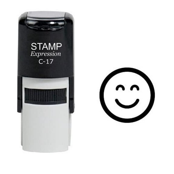 stampexpression - Smiley Face Self Inking Rubber Stamp - Black Ink (W-8002)