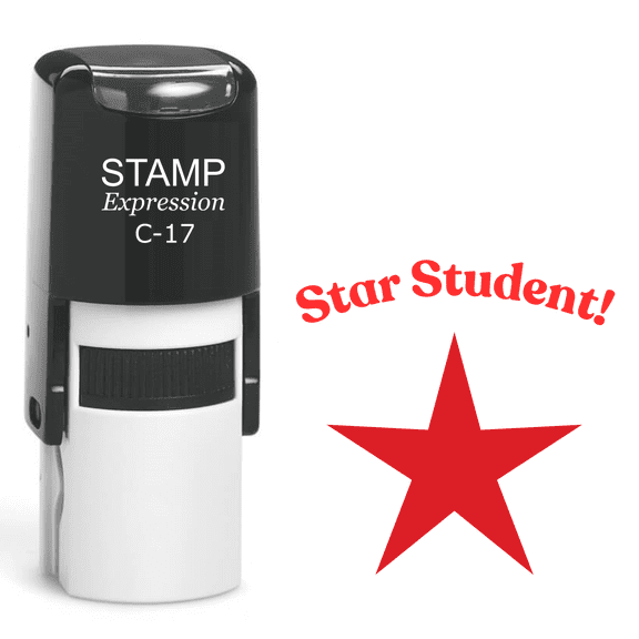 stampexpression - Star Student School Teacher Self Inking Rubber Stamp - Red Ink (A-61767)