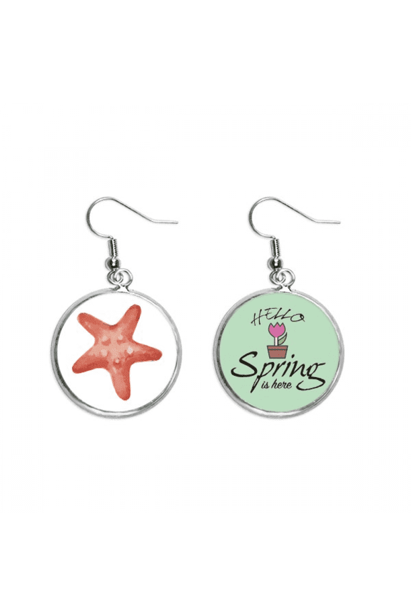 starfish marine life red illustration decoration dangle season sp earring jewelry
