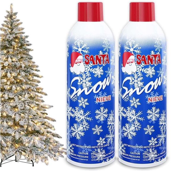2 Pack 13 oz Snow Spray, Winter Textured Spray for Christmas Tree Snow Effect, Aerosol Bottles of Artificial Fake Snow for Holiday Decoration, Arts and Crafts, Window and Home Season Decor