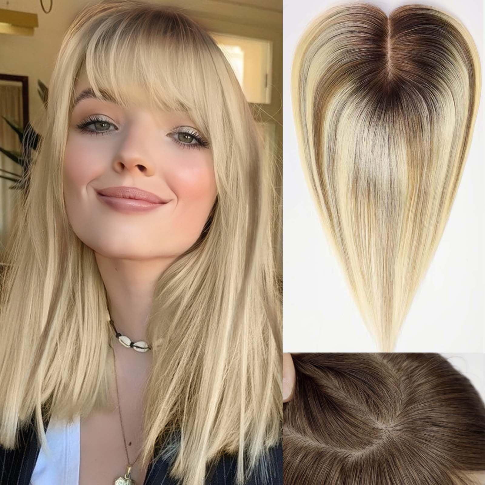 Hair Toppers For Women Real Human Hair Toppers With Bangs 4.5 * 3 Inch Upgrade - View #7