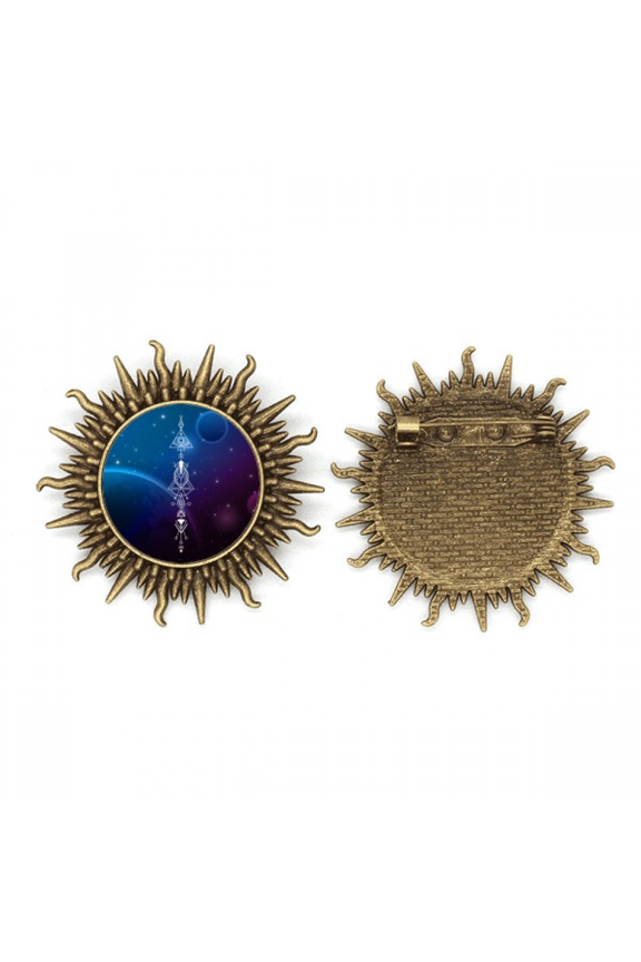 starry geometry alien totem metall sonne brosche haken pin
