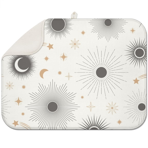 starry golden Machine Washable Kitchen Decor Soft Durable Protection Dish Drying Pad for Coffee Station Celestial Bar Kitchen Decor Use