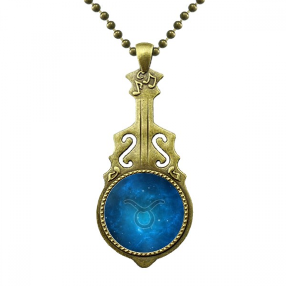 starry night taurus zodiac constellation necklantique guitar jewelry music pendant