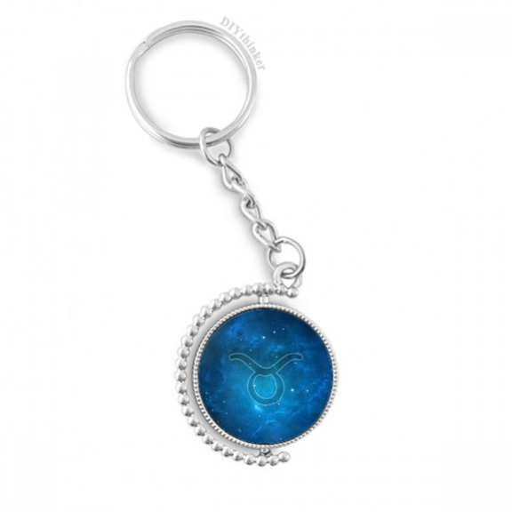 starry night taurus zodiac constellation rotatable keyholder disc accessories chain clip