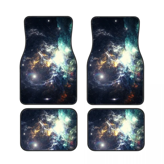 starry sky universe Car Floor Mats 4 Piece Set Front and Rear Carpet Complete Set Car Carpet Suitable for SUV Vans Car Interior