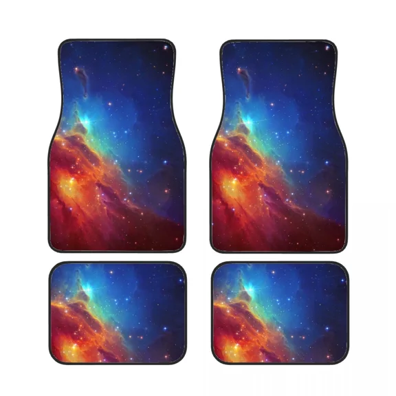starry sky universe Car Floor Mats 4 Piece Set Front and Rear Carpet Complete Set Car Carpet Suitable for SUV Vans Car Interior