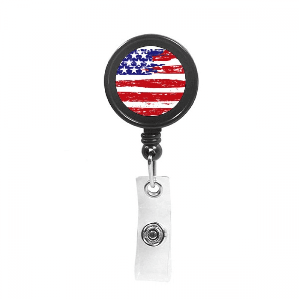 stars and stripes air brushing ameflag Retractable Keychain Badge Holder ID Badge