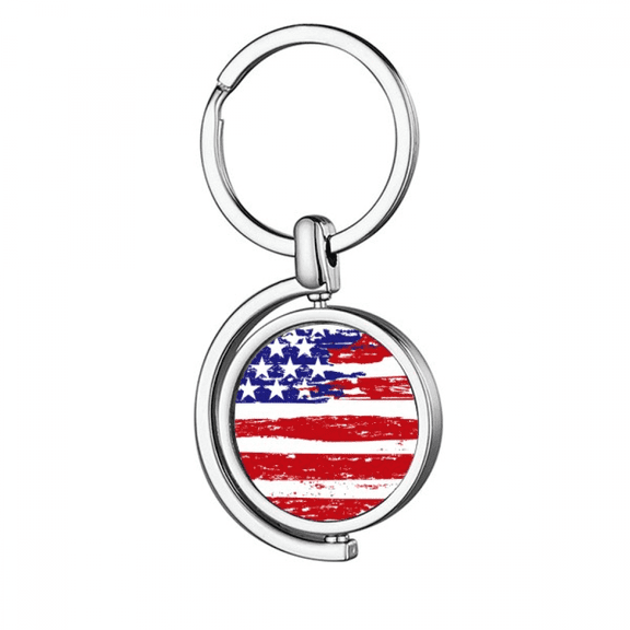 stars and stripes air brushing ameflag rotating keychain metal keyring holder