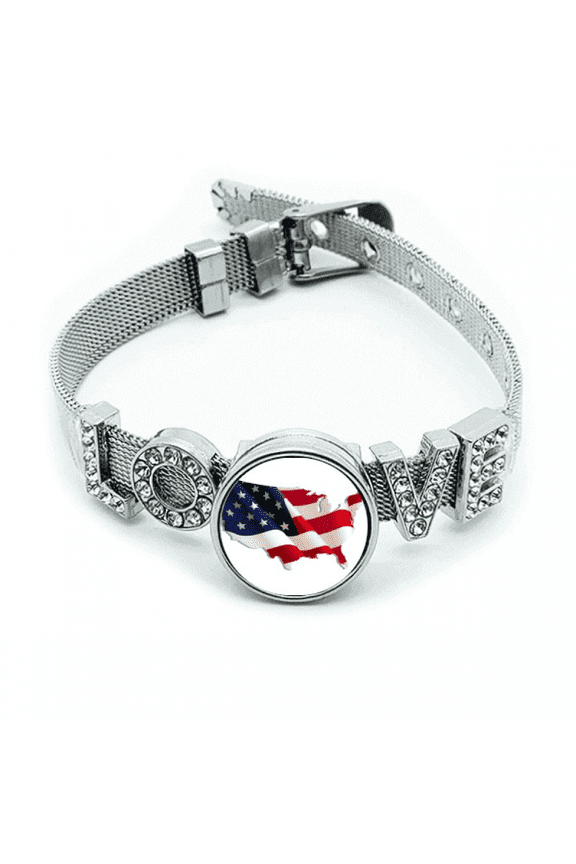 stars and stripes ameflag map bracelet wristband crystal love adjustable bangle