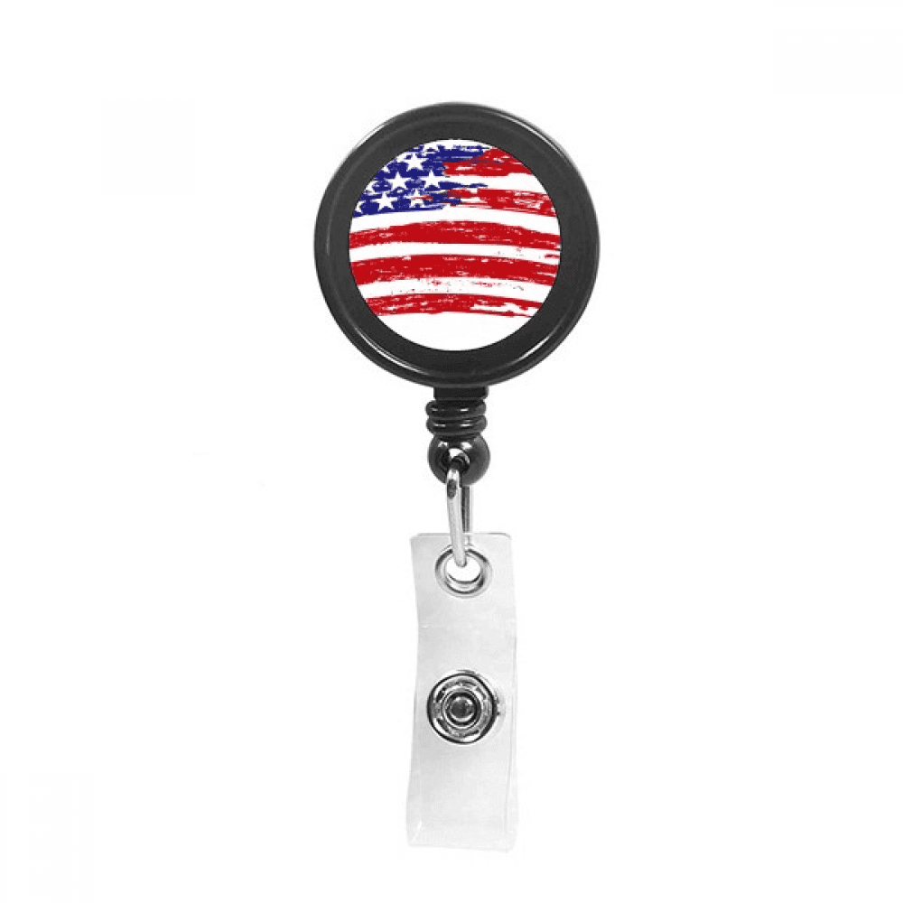 stars and stripes bend amecountry flag Retractable Keychain Badge Holder ID Badge