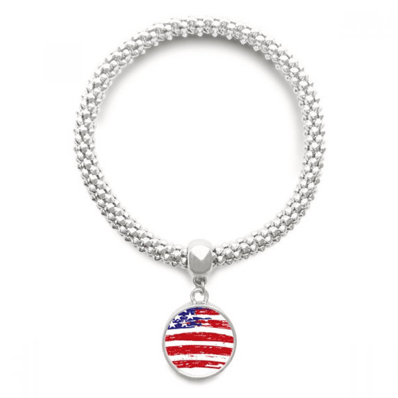 stars and stripes bend amecountry flag sliver bracelet pendant jewelry chain adjustable bangle