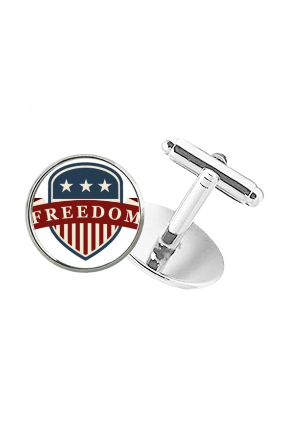 stars and stripes shield amecity round button cuff clip stud cufflinks