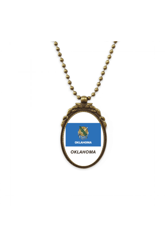 state flag contour oklahoma antique necklace vintage bead pendant keychain