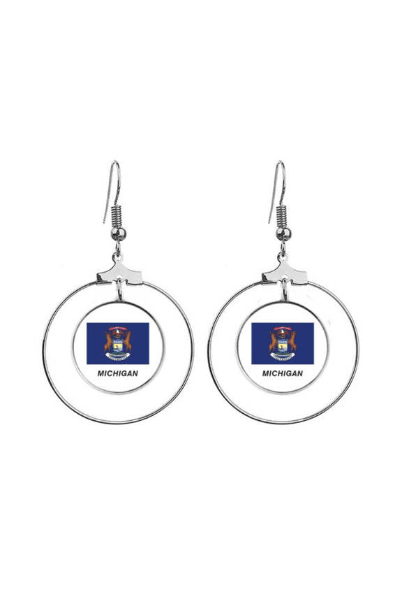 state flag outline michigan earrings dangle hoop jewelry drop circle