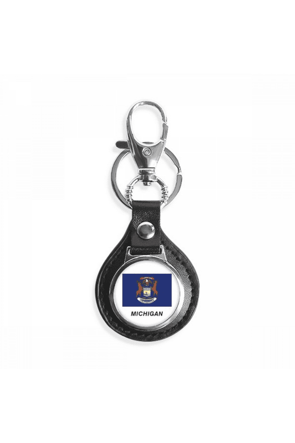state flag outline michigan key link chain keyholder finder hook metal