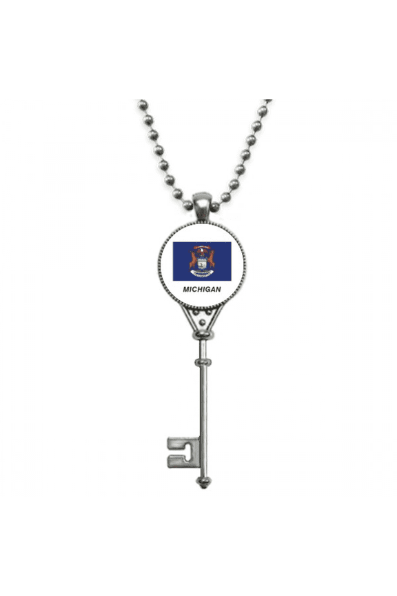 state flag outline michigan pendant vintage necklsilver key jewelry