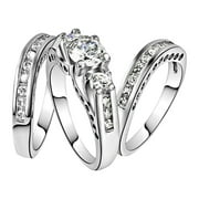 RONONY statement rings for women silver stackables birthstone engagement sterling heart halo twisted band cut jewelry women's sparkling diamond set zirconia ring promise three piece
