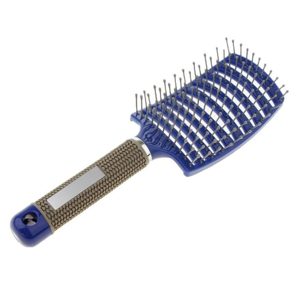 static Curved Massage Paddle Brush Volumizing wet and Styling Hairbrush Blue
