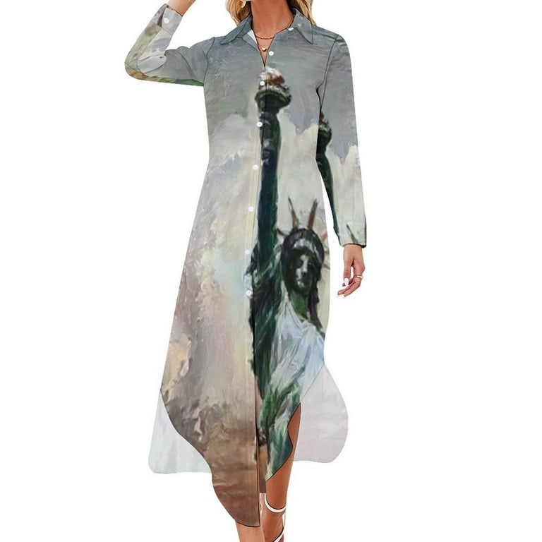 new korean summer dress long sleeve For Women 2024 Vacation Korean Style Dresses Lace Up Waist Defined Shirt  Midi Dress Summer Half Sleeve Trendy A Line Sun Dress