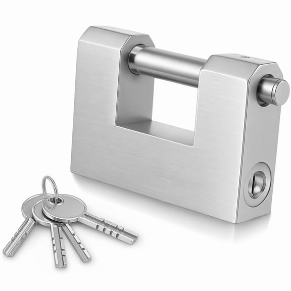 stcellnmex 1 Pack Heavy Duty Lock for Shipping Container Stainless Steel D Shaped Padlock with Keys for Garage Door Shed Storage Locker Warehouse 80mm