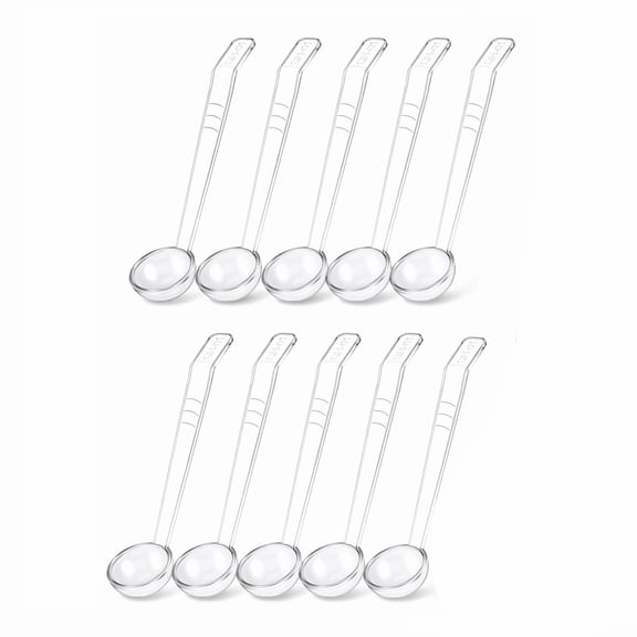 stcellnmex 10 Pieces 7 Inch 1 oz Small Ladle Mini Plastic Gravy Ladle Long Handle for Serving Dressings Soup Punch Bowl Fruit Juice Cocktail Parties Clear