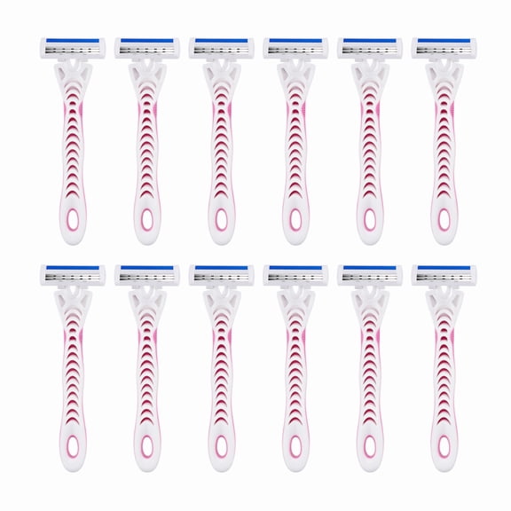 stcellnmex 12 Count Women Disposable Razors Bulk 3 Blade Razor Sensitive Skin Comfortable Shave for Bathing Hotel Travel