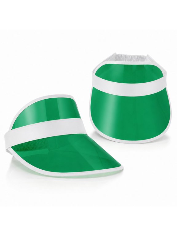 2 Pack Unisex Plastic Sun Visors Hats Clear UV Protection Poker Cap for Men Women Sports Outdoor Golf Green