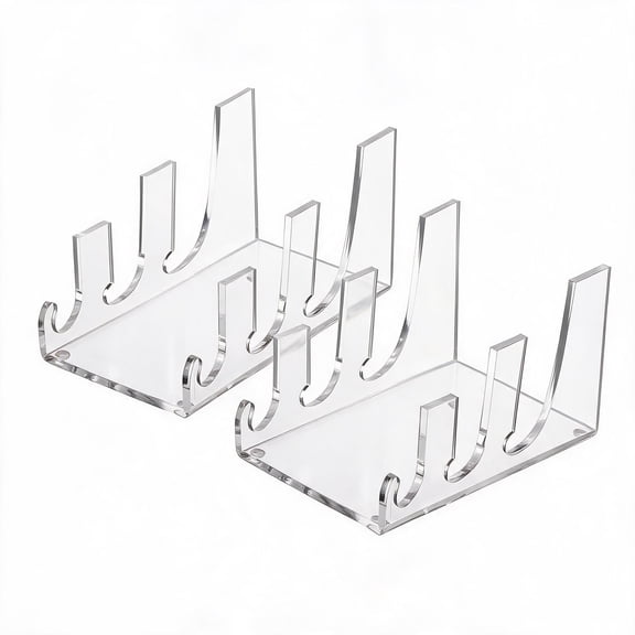 stcellnmex 2 Pcs 3 Tier Plate Dinnerware Display Stand Acrylic Clear Plate Stand China Platters Holder Setting Rack for Kitchenware Display Cabinet Organizer