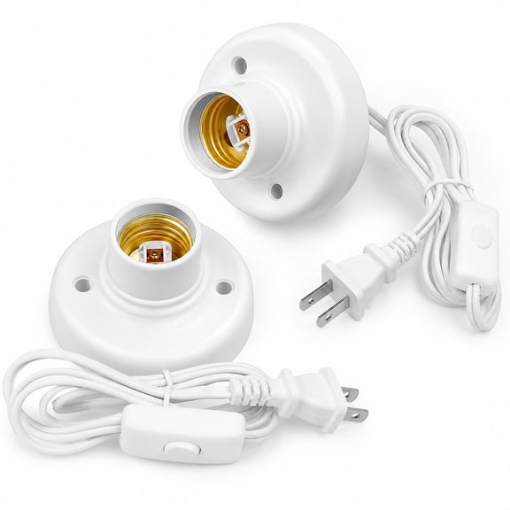 stcellnmex 2 Pcs Light Socket with Cord 9.84 ft E26 E27 Lamp Base Screw Socket with On Off Switch
