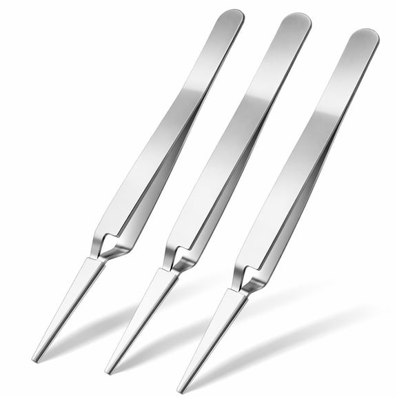stcellnmex 3 Pieces Reverse Tweezers for Crafting Cross Locking Electronics Tweezers Reverse Action Forceps Stainless Steel for Craft Jewelry Laboratory